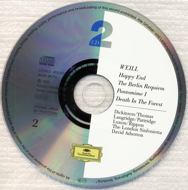 Kurt Weill - David Atherton , London Sinfonietta - Kleine Dreigroschenmusik / Mahagonny Songspiel / Happy End / Berliner Requiem / Violin Concerto (2xCD) (Near Mint (NM or M-)) - Image 5