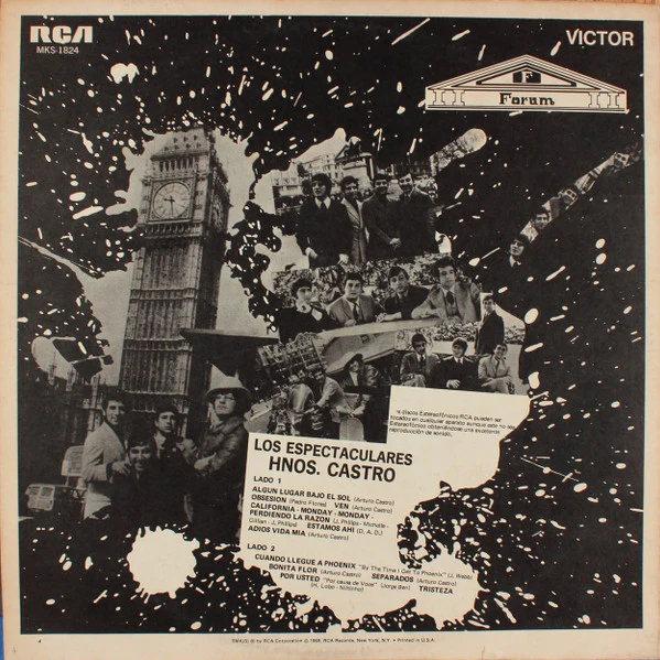 Los Hermanos Castro - Los Espectaculares Hermanos Castro (LP) (Near Mint (NM or M-)) - Image 2