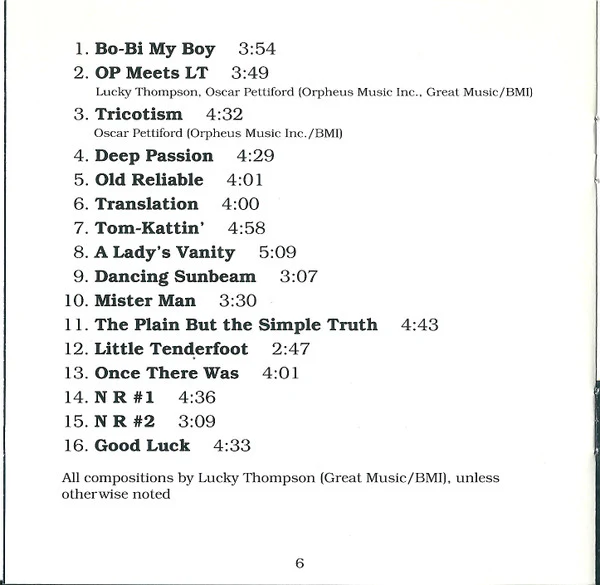 Lucky Thompson - Tricotism (CD) (Mint (M)) - Image 5