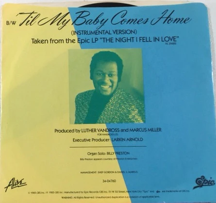 Luther Vandross - 'Til My Baby Comes Home (7") (Near Mint (NM or M-)) - Image 2