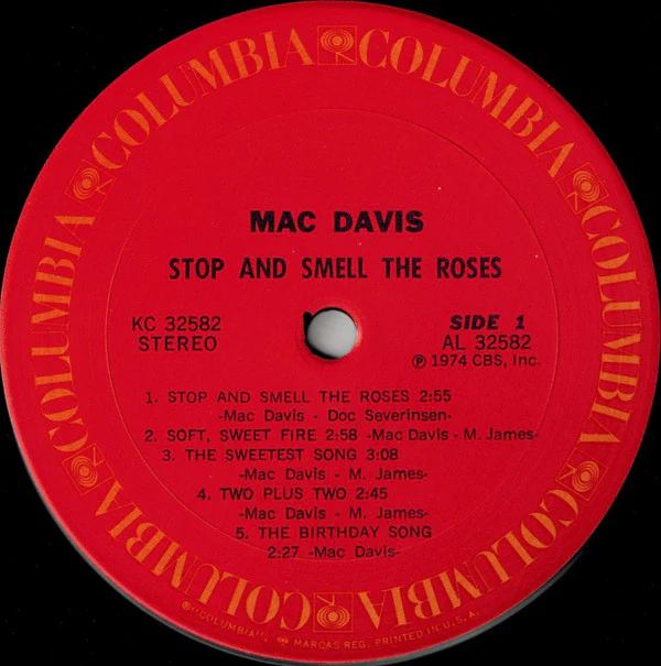 Mac Davis - Stop And Smell The Roses (LP) (Mint (M)) - Image 3
