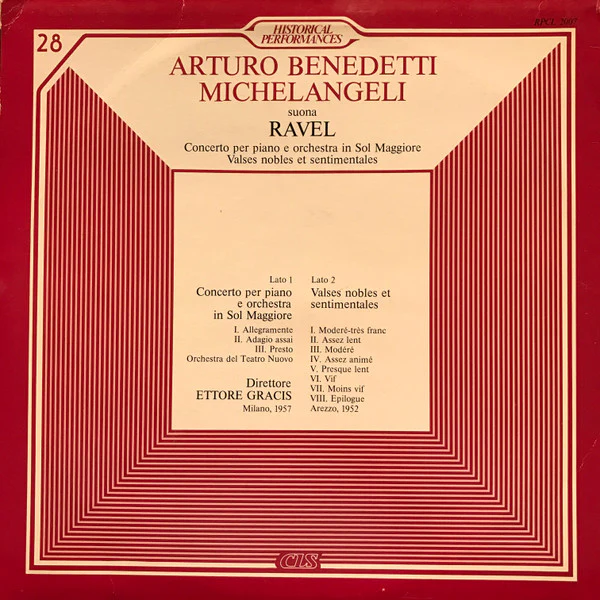 Maurice Ravel, Arturo Benedetti Michelangeli, Orchestra del Teatro Nuovo, Ettore Gracis - Arturo Benedetti Michelangeli Suona Ravel (LP) (Near Mint (NM or M-)) - Image 2