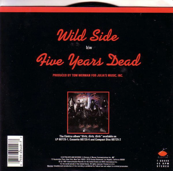 Mötley Crüe - Wild Side (7") (Very Good Plus (VG+)) - Image 2