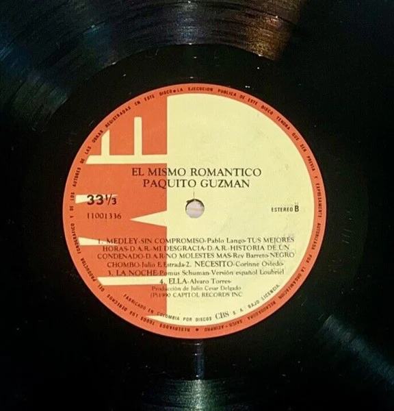 Paquito Guzman - El Mismo Romántico (LP) (Very Good Plus (VG+)) - Image 4