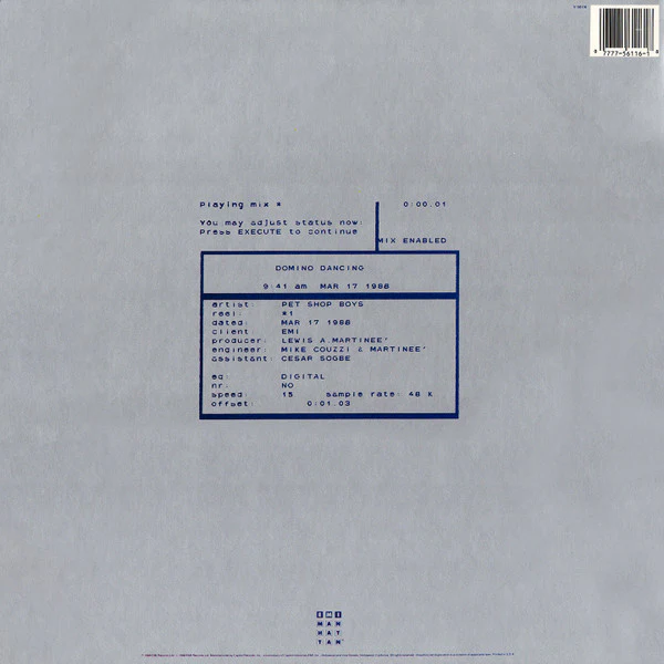 Pet Shop Boys - Domino Dancing (12") (Very Good Plus (VG+)) - Image 2