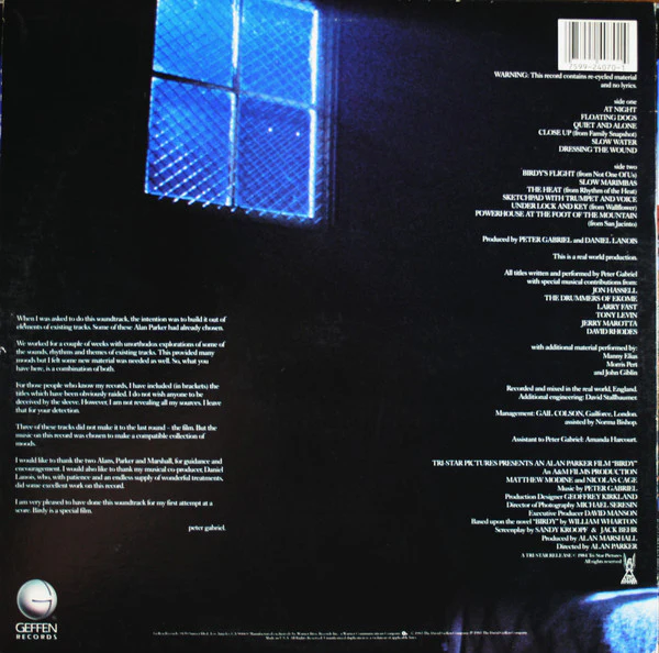 Peter Gabriel - Birdy (LP) (Very Good Plus (VG+)) - Image 2
