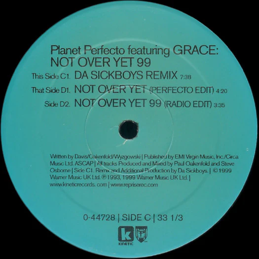 Planet Perfecto Featuring Grace - Not Over Yet 99 (2x12") (Very Good Plus (VG+)) - Image 5