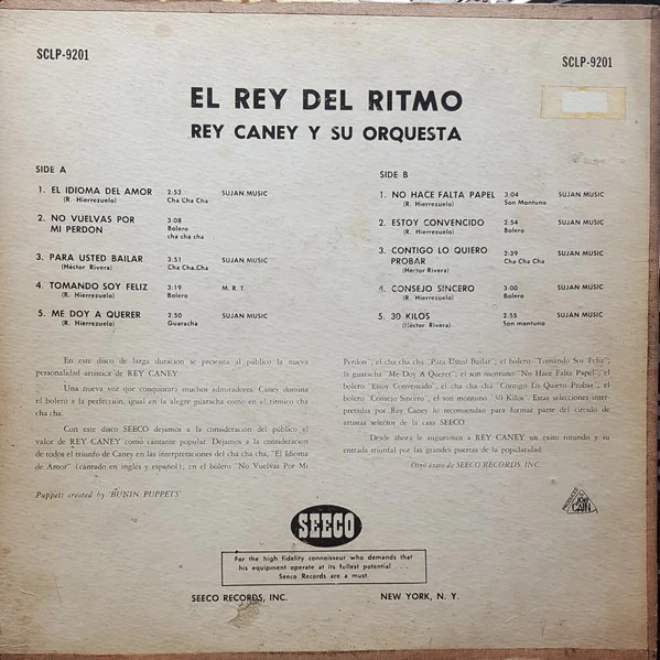 Rey Caney Y Su Orquesta - El Rey Del Ritmo (LP) (Very Good Plus (VG+)) - Image 2