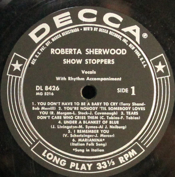 Roberta Sherwood - Show Stoppers (LP) (Mint (M)) - Image 3