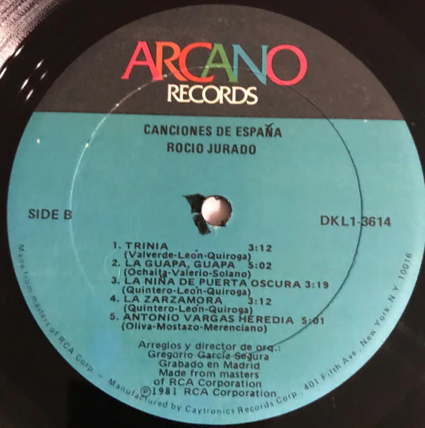 Rocio Jurado - Canciones De España (LP) (Mint (M)) - Image 4