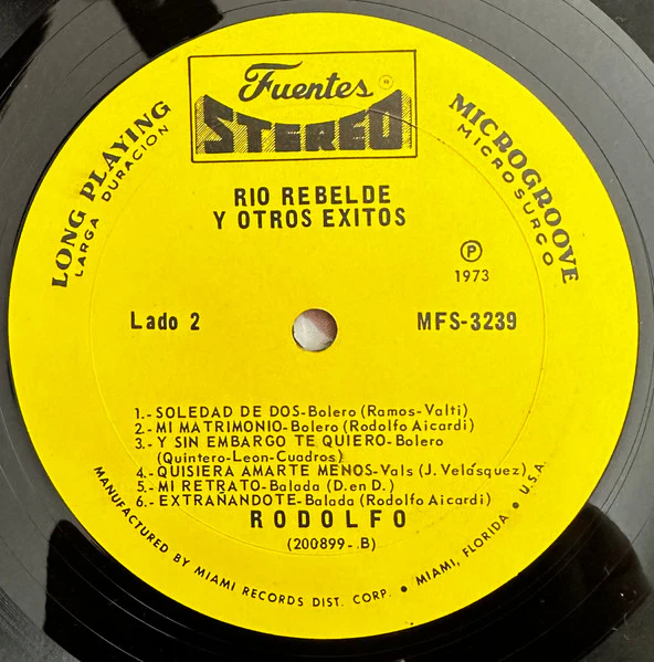 Rodolfo Aicardi - Río Rebelde Y Otros Éxitos (LP) (Mint (M)) - Image 4