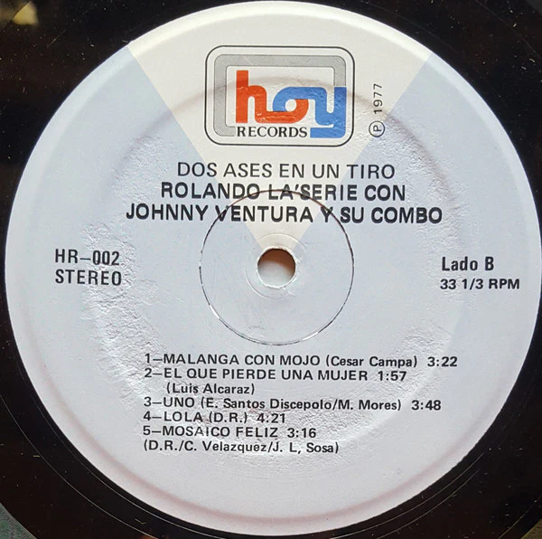 Rolando La Serie Con Johnny Ventura Y Su Combo - 2 Ases Al Tiro (LP) (Near Mint (NM or M-)) - Image 4