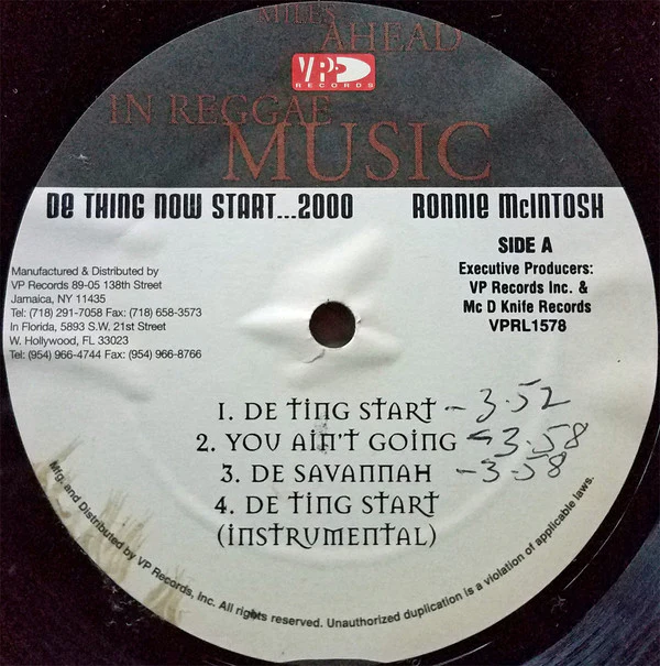 Ronnie McIntosh - De Thing Now Start ... 2000 (LP) (Very Good Plus (VG+)) - Image 3