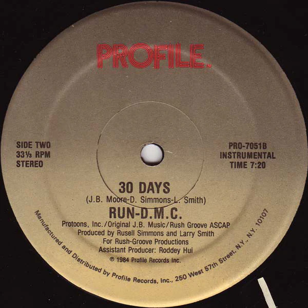 Run-DMC - 30 Days (12") (Mint (M)) - Image 2