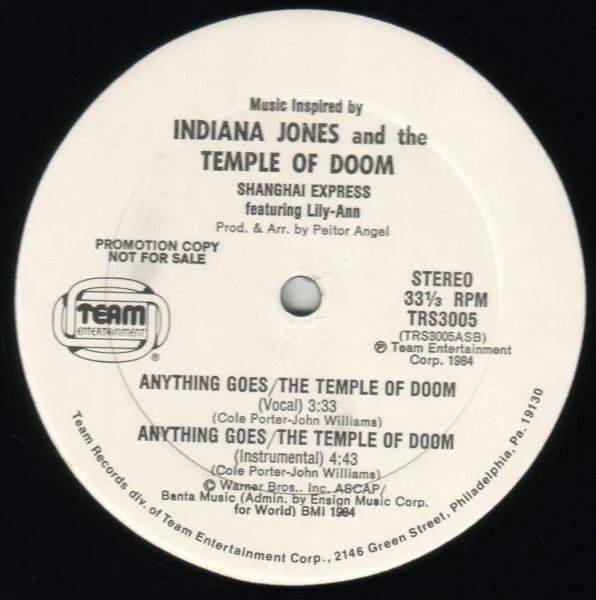 Shanghai Express Featuring Lily-Ann - Anything Goes / The Temple Of Doom (Music Inspired By Indiana Jones And The Temple Of Doom) (12") (Very Good Plus (VG+)) - Image 3