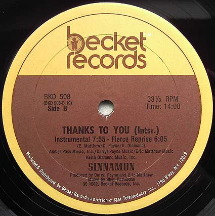 Sinnamon - Thanks To You (12") (Very Good Plus (VG+)) - Image 2
