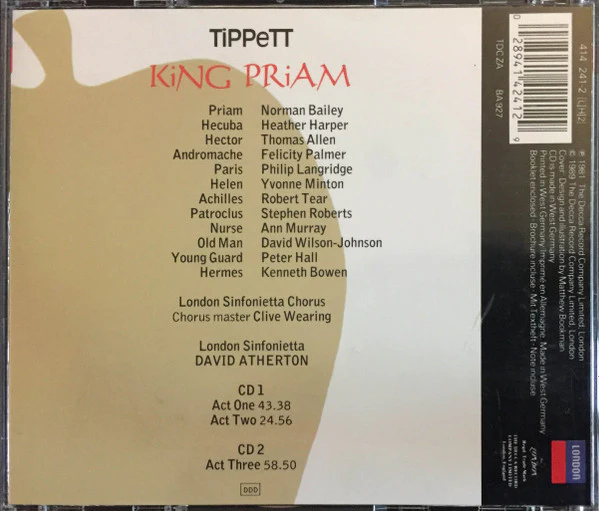 Sir Michael Tippett - London Sinfonietta, David Atherton - King Priam (2xCD) (Near Mint (NM or M-)) - Image 4
