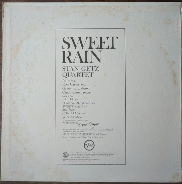 Stan Getz - Sweet Rain (LP) (Very Good Plus (VG+)) - Image 2