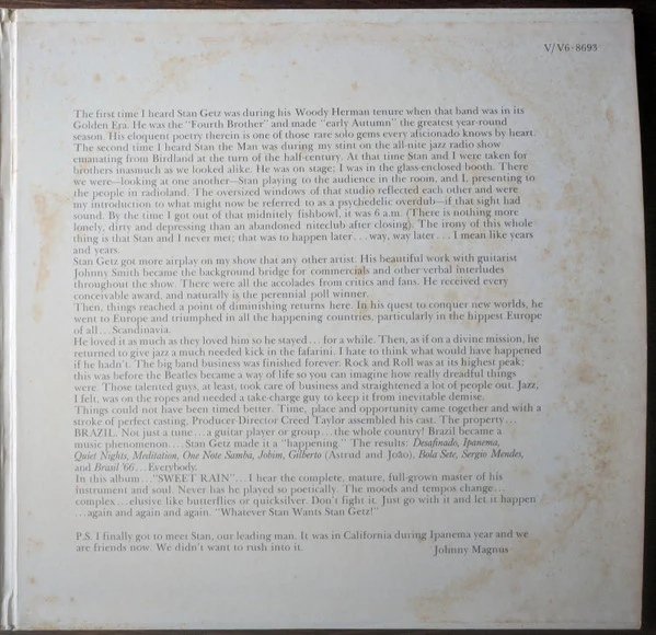 Stan Getz - Sweet Rain (LP) (Very Good Plus (VG+)) - Image 3