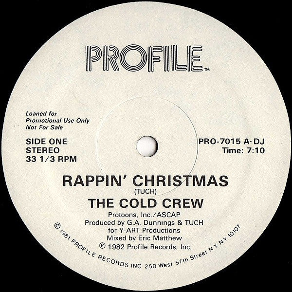 The Cold Crew - Rappin' Christmas / Rappin' New Year (12") (Near Mint (NM or M-))