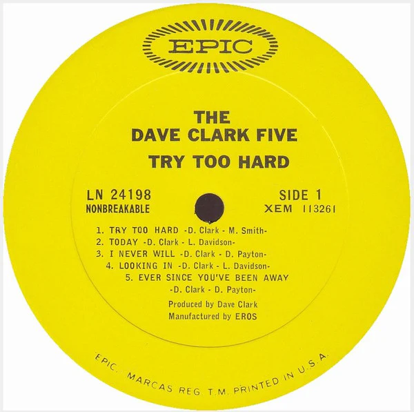 The Dave Clark Five - Try Too Hard (LP) (Mint (M)) - Image 3