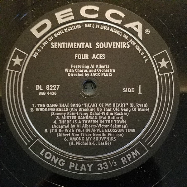 The Four Aces Featuring Al Alberts - Sentimental Souvenirs (LP) (Mint (M)) - Image 3
