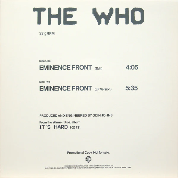 The Who - Eminence Front (12") (Very Good Plus (VG+))