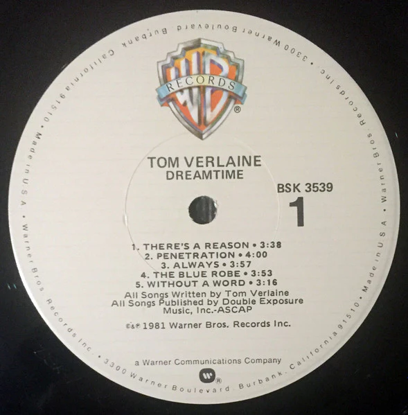Tom Verlaine - Dreamtime (LP) (Very Good Plus (VG+)) - Image 3