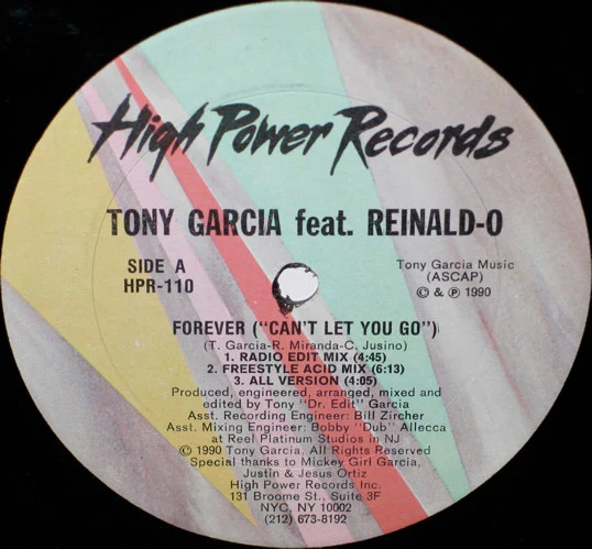 Tony Garcia Feat. Reinald-O - Forever (Can't Let You Go) (12") (Very Good Plus (VG+))