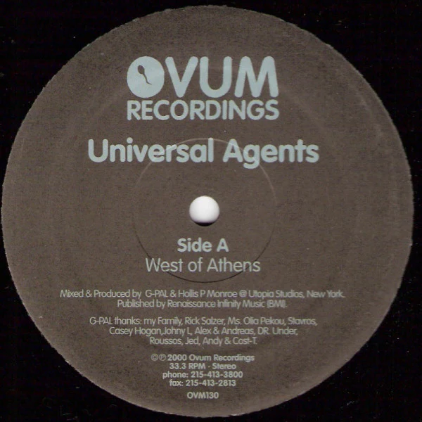 Universal Agents - West Of Athens & East Of Washington (12") (Very Good (VG))