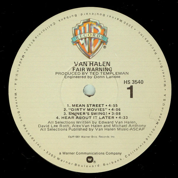 Van Halen - Fair Warning (LP) (Very Good Plus (VG+)) - Image 3