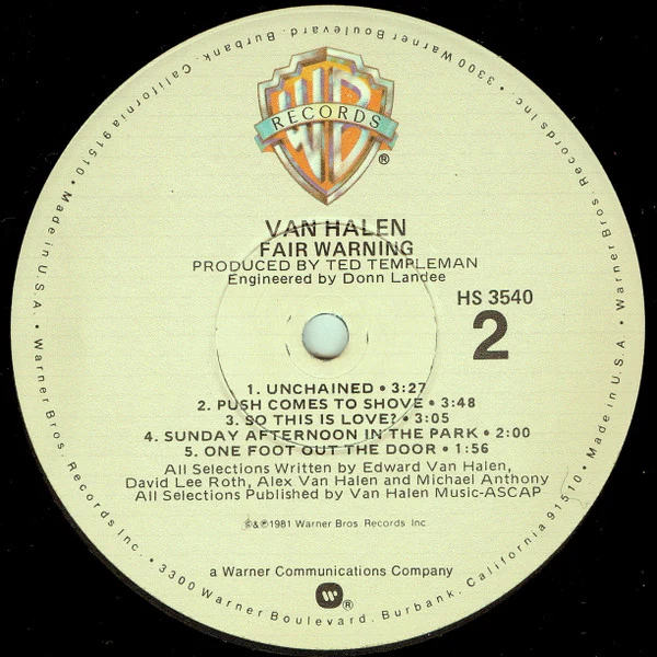 Van Halen - Fair Warning (LP) (Very Good Plus (VG+)) - Image 4
