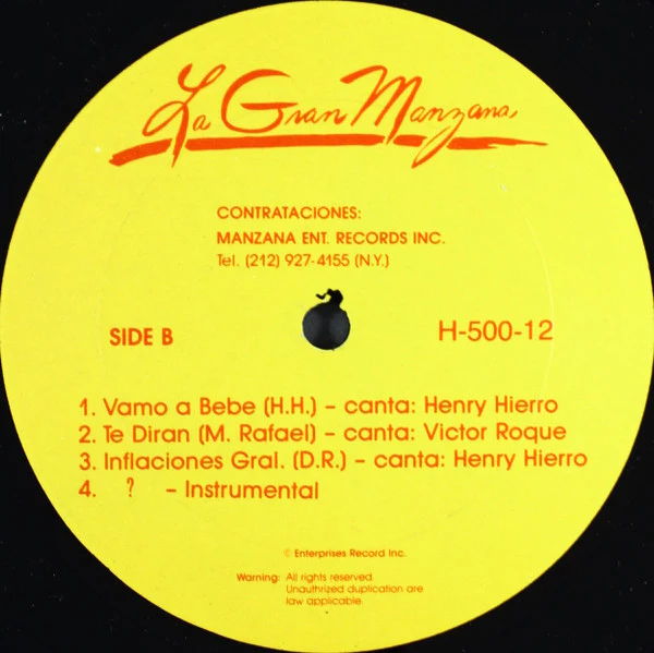 Victor Roque & Henry Hierro, La Gran Manzana - Manzanisate - Jugo De La Manzana (LP) (Near Mint (NM or M-)) - Image 4