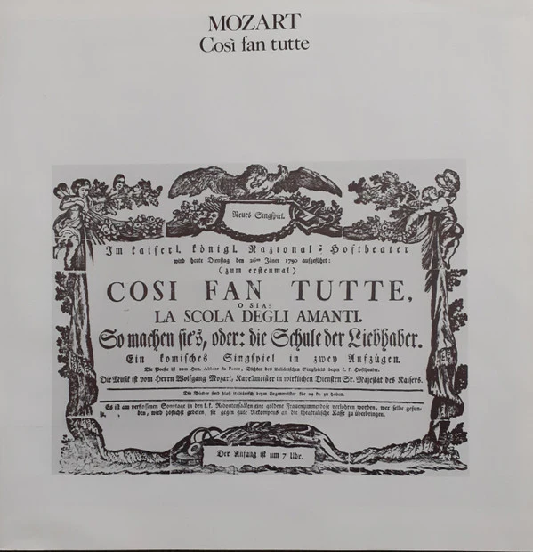 Wolfgang Amadeus Mozart, Rachel Yakar, Alicia Nafé, Georgine Resick, Gösta Winbergh, Tom Krause, Carlos Feller, Drottningholm Theatre Orchestra & Drottningholm Theatre Chorus, Arnold Östman - Così Fan Tutte (3xLP) (Near Mint (NM or M-)) - Image 3