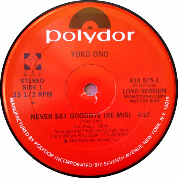 Yoko Ono - Never Say Goodbye (12") (Very Good Plus (VG+)) - Image 3